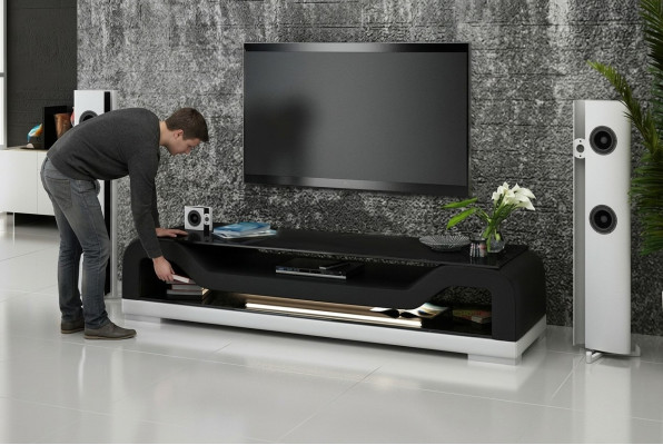 RTV TV Stůl Leder Glas Tisch Televizní Skříň Lowboard Mo.F.