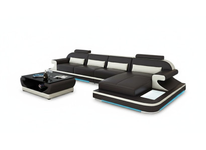 Ledersofa Couch Wohnlandschaft Ecksofa Eck Garnitur Design Modern Sofa G8021C