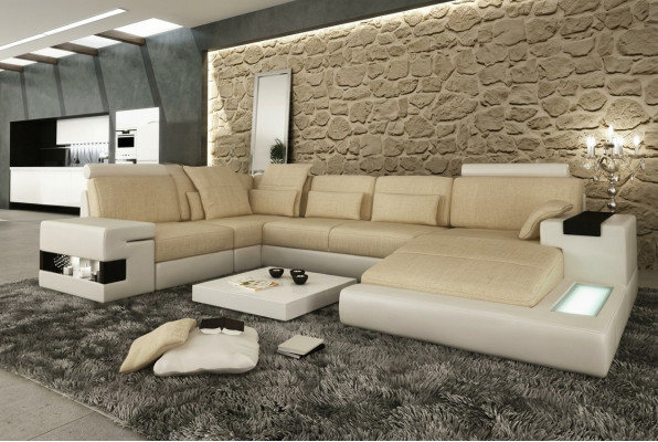 Ecksofa Sofa Couch Polster U Form Wohnlandschaft Design Couchen XXL Big