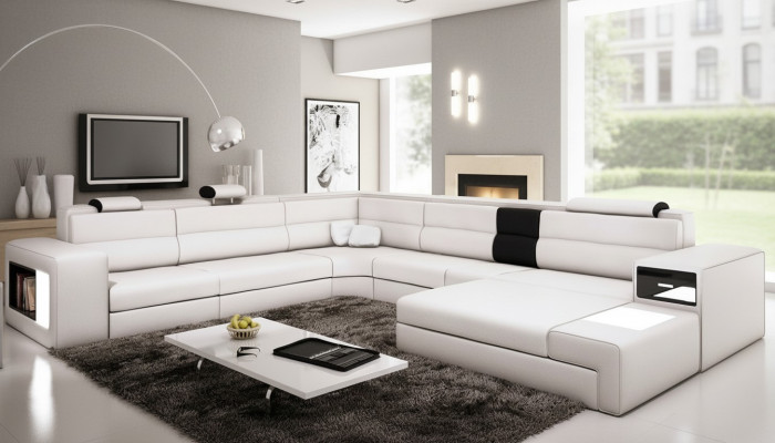 Ecksofa Pohovka Gauč Čalounění Design Souprava Textil Koženka Obývací stěna