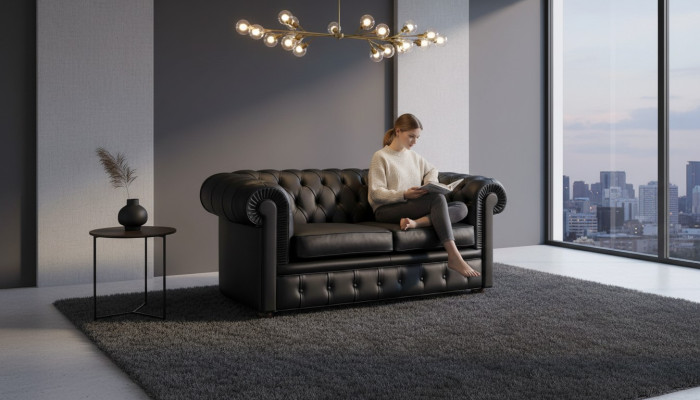 Chesterfield Sofa Couch Polster Sofas Klassischer 2 Sitzer Sitz Leder Schaffhau