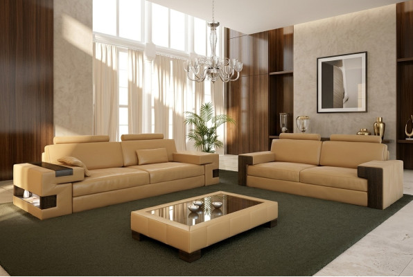 Ledersofa Sofagarnitur 3+2+1 Couch Sitz Polster Sofa Garnitur Set Nassau B