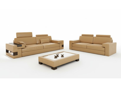 Ledersofa Sofagarnitur 3+2+1 Couch Sitz Polster Sofa Garnitur Set Nassau B