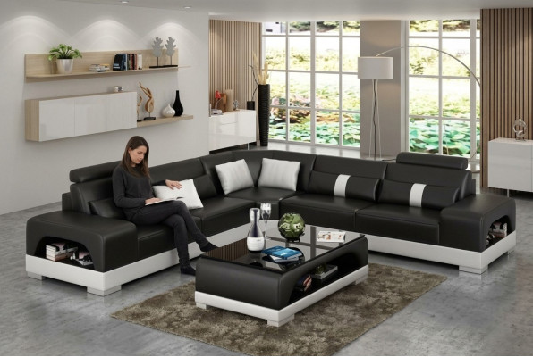 Designer Wohnlandschaft Ecksofa Sofa Couch Big L Form XXL Sitz Garnitur Sandberg