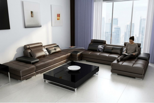 Ecksofa Sofa Couch Wohnlandschaft Ledersofa XXL Designer Sofas