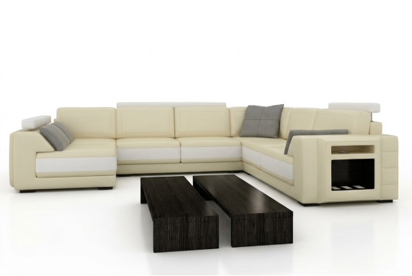 Designerská rohová sedačka, pohovka, kožená sedačka, polstrovaná sedačka, polštář, sedadlo, rohová sestava + světlo PHM3027.