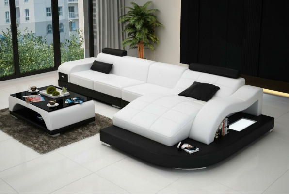 Ecksofa Couch Polster Eckgarnitur Wohnlandschaft Eckcouch Design Sofa PHM3375