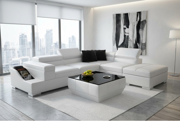 Kožená pohovka Sofa Pohovka Moderní obývací lůžková souprava Rohová sedací souprava Designová souprava