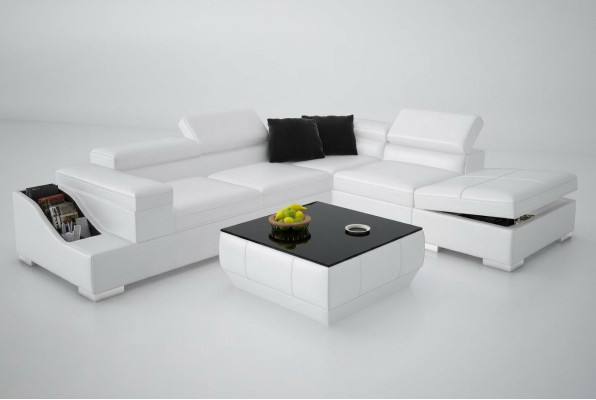 Kožená pohovka Sofa Pohovka Moderní obývací lůžková souprava Rohová sedací souprava Designová souprava