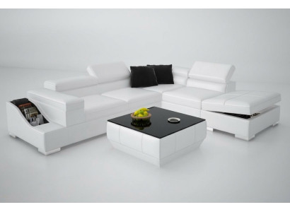 Kožená pohovka Sofa Pohovka Moderní obývací lůžková souprava Rohová sedací souprava Designová souprava