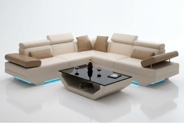 Ledersofa Sofa Couch Wohnlandschaft Ecksofa Garnitur Design Modern Sofa K5009B