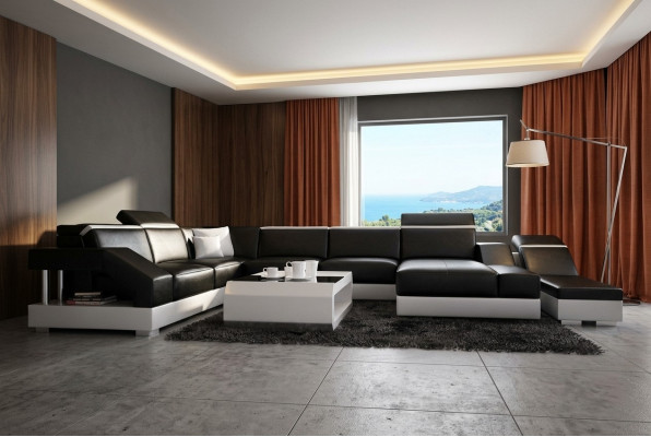 Ledersofa Sofa Couch Wohnlandschaft Ecksofa Garnitur Design Modern Sofa K5011