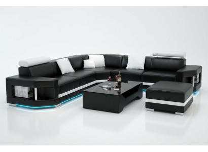 Ledersofa Sofa Modern Couch Wohnlandschaft Ecksofa Garnitur Dekor Design