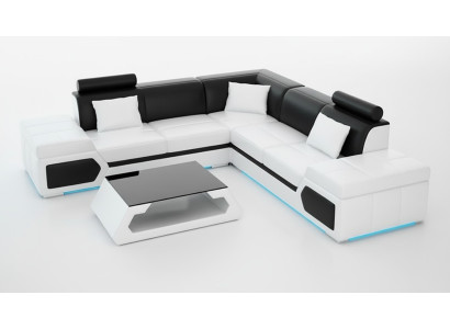 Ledersofa L-Form Couch Wohnlandschaft Dekor Ecksofa Modern Garnitur Design