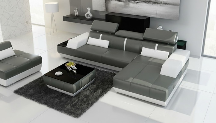 Modern Ledersofa Sofa Couch Design Wohnlandschaft Ecksofa Garnitur Dekor