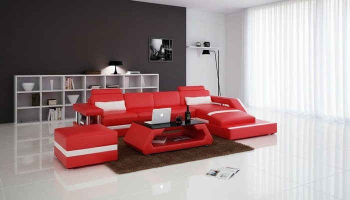 Ledersofa Couch Wohnlandschaft Modern Eck Dekor Ecksofa Design Garnitur