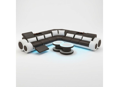 Ledersofa Couch Wohnlandschaft Ecksofa Eck Garnitur Design Modern Sofa G8035C