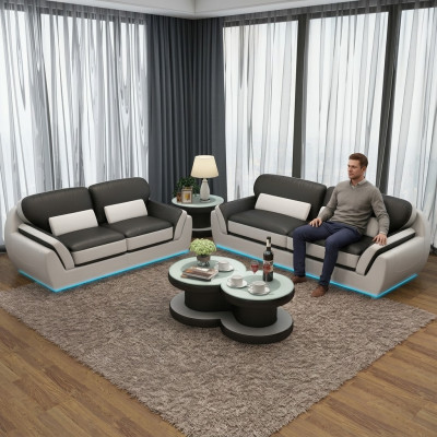 Ledersofa Couch Sofagarnitur Neu 3+2 Sitzer Garnitur Modern Design Sofa