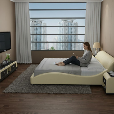 Wasserbett Hotel Doppel Bett Betten Komplett Lederbett Polsterbett Wasser LB8822