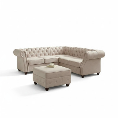 Chesterfield Couch Polster Sofas Klassischer Textil Schaffhau Dekor Ecksofa