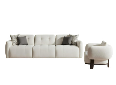 Wohnzimmer-Set Sofa Sessel Weiß Moderner Stil Weiche Armlehnen Neu