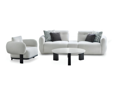 Wohnzimmer-Set Sessel Couchtisch Sofa Weiß Farbe Moderner Stil Neu
