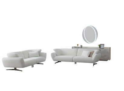Wohnzimmer-Set Sofa Unterer Block Moderner Stil Weiße Farbe Holzfüße