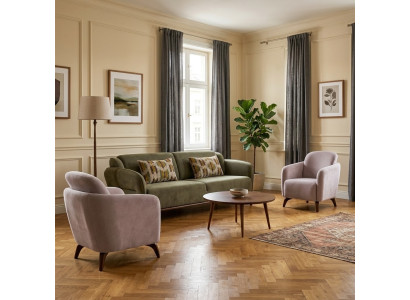 Wohnzimmer-Möbel-Set Moderner Stil Grau Holzgestell Komfortabel Weich
