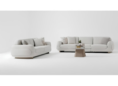 Wohnzimmer-Set Sofa Couchtisch Weiß Farbe Moderner Stil Holzrahmen Neu