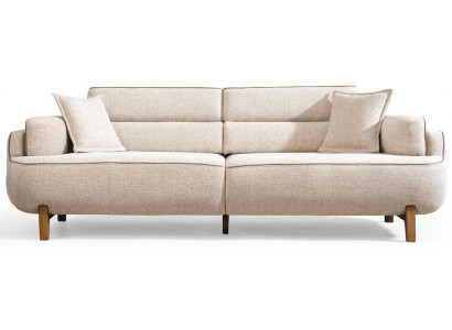 3 Sitzer Sofa Stoffbezug Holzgestell Kissen Mittlere Festigkeit Neu