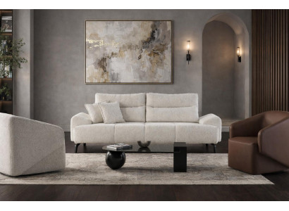 3 Sitzer Sofa 2x Sessel Wohnzimmer Stil modern Farbe weiß neu praktisch