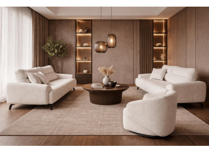 2x 3 Sitzer Sofa Sessel Wohnzimmer Stil modern Farbe weiß praktisch neu