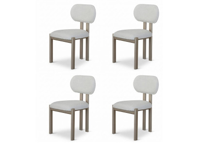 4X Stuhl Weiß Braun Moderner Stil Komfortabel Minimalistisch Schlicht
