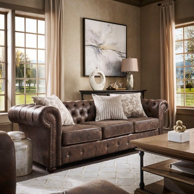 jvmoebel ® Leder Sofa Couch - Design Polster Dreisitzer Couch Garnitur Braun