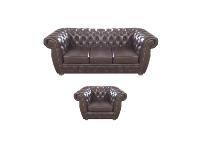 Braun Sofa Dreisitze Couch Chesterfield Leder Sessel Neu Möbel Sitz Wohnzimmer
