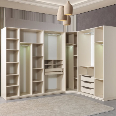 Eckkleiderschrank modern getöntes Glas Schlafzimmer groß Design