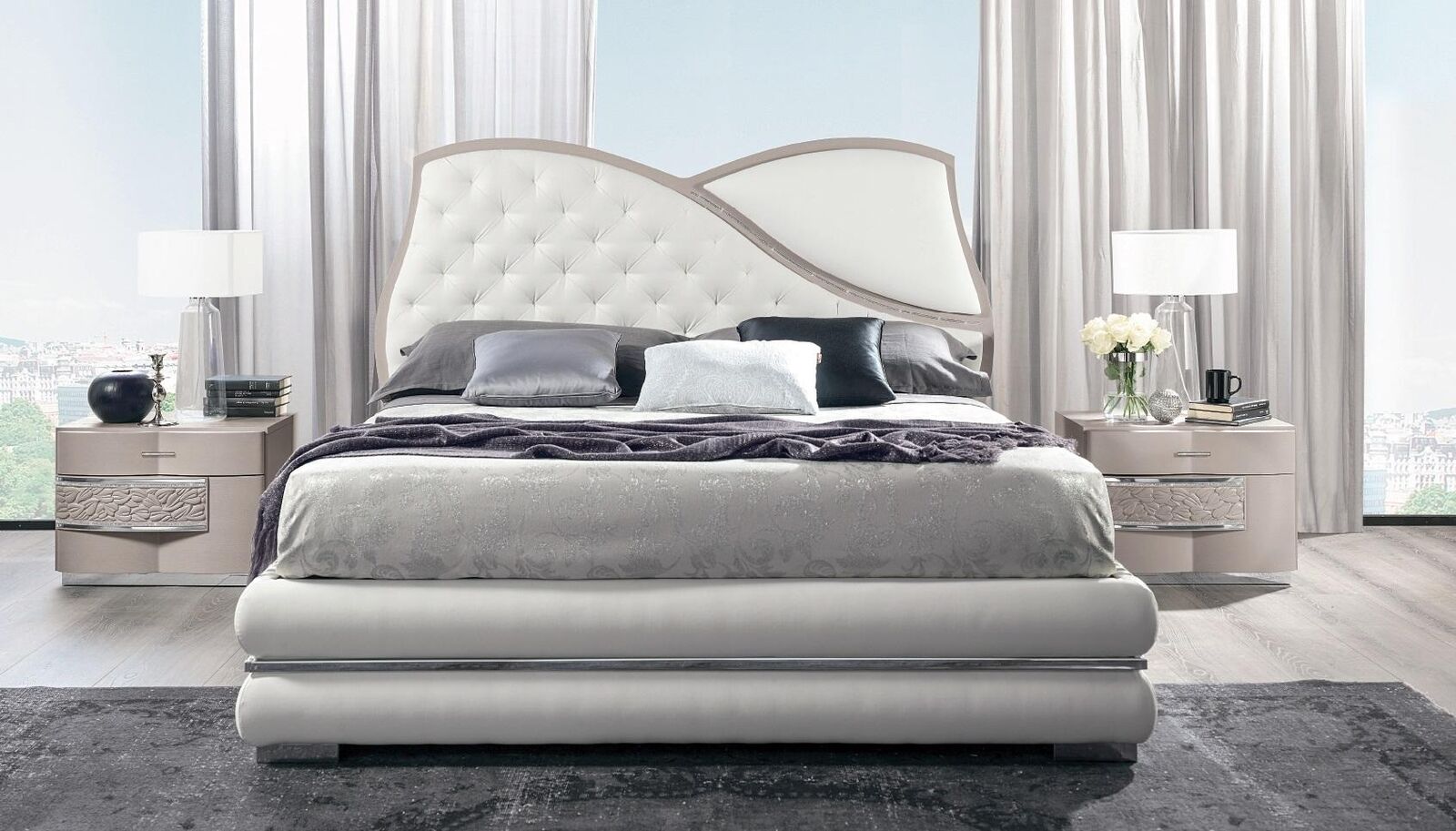 Designová italská postel s luxusní konstrukcí