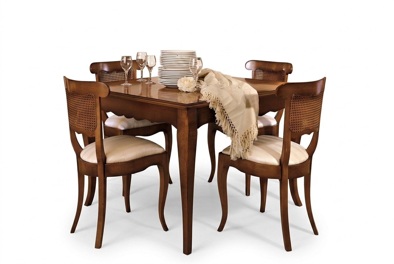 Designer Stühle Lehn 4x Holz Barock Stuhl Set Klassische Sitz Polster Garnitur