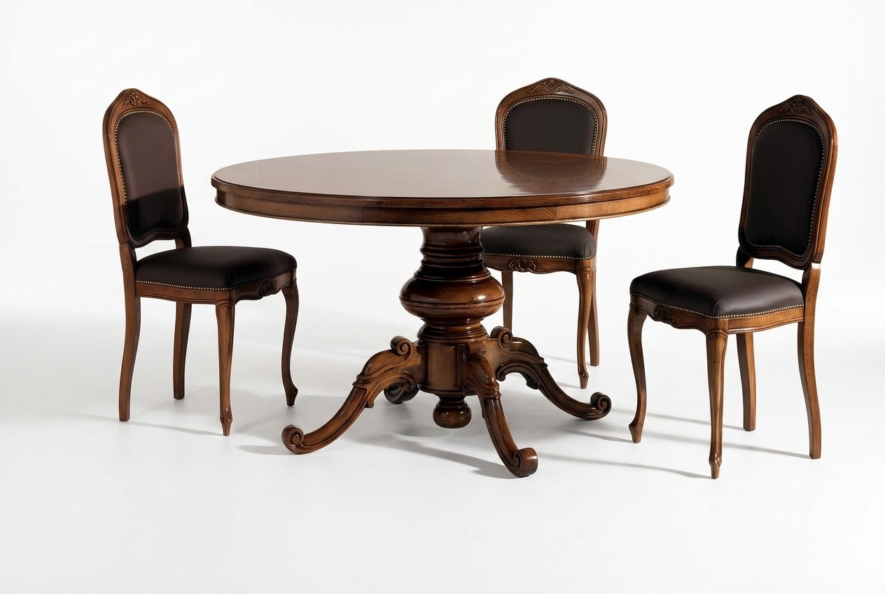 Essgruppe Esstisch Tisch Tische 4x Lehnstuhl Set Stuhl Rund 5tlg Gruppe Garnitur
